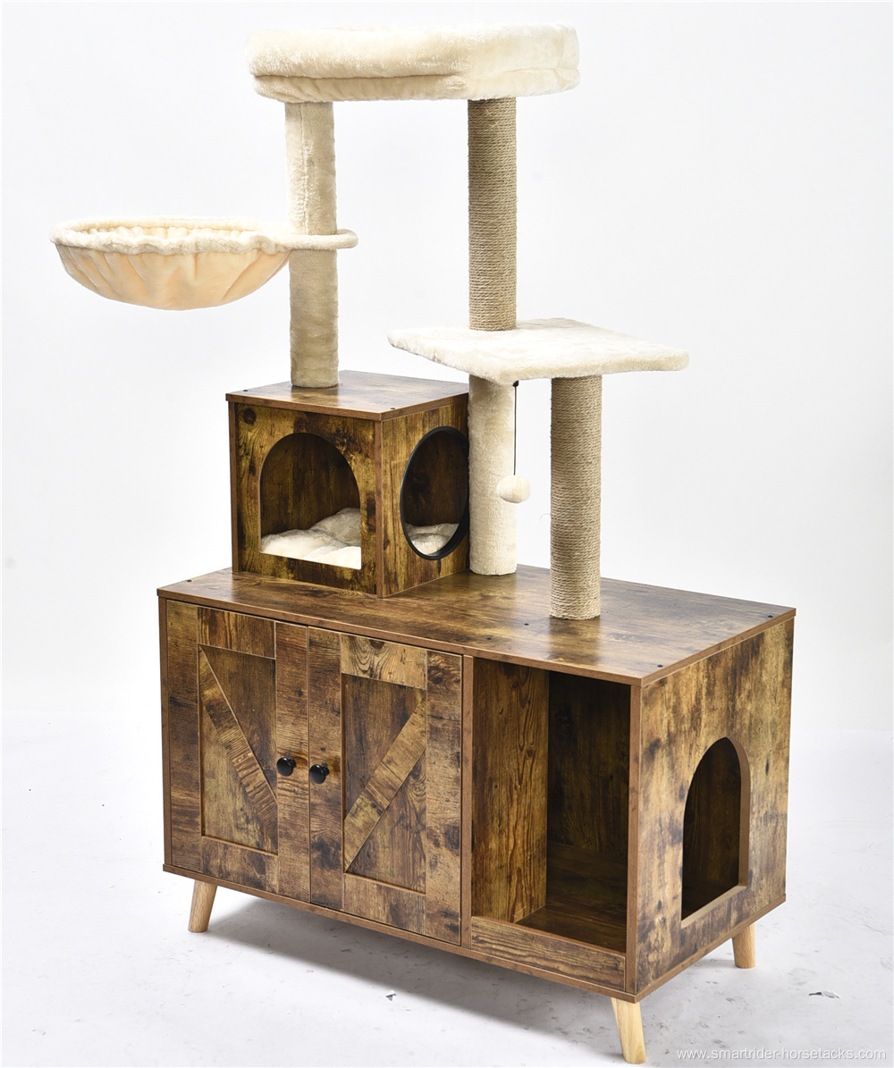 New Design Wholesale Cat Product Modern Cat Scratch Tree Cat Furniture Condo Tower Litter Box