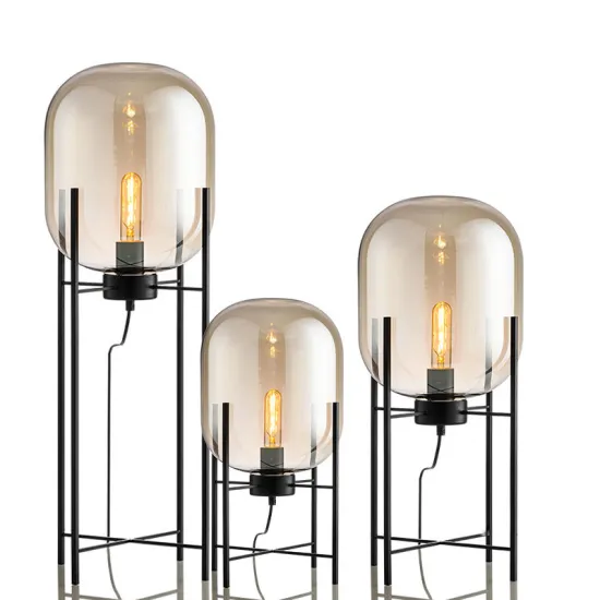 Modern Smoke Gray Glass Floor Lamp: An Industrial Four-Tripod Design for Living Rooms and Bedrooms - Home Décor Stand Lamp