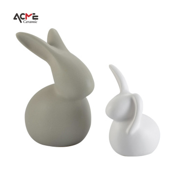 Patung -patung kelinci seramik putih nordik moden: Patung -hiasan Art Bunny Easter &amp; Patung Tabletop