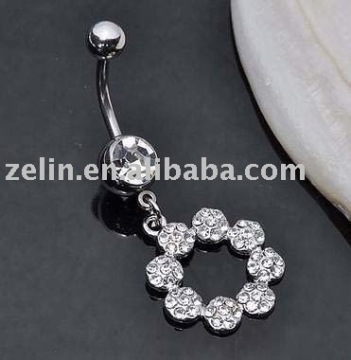 Flower Simulate Diamond Navel Belly Ring Ax1230,navel jewelry,body jewelry