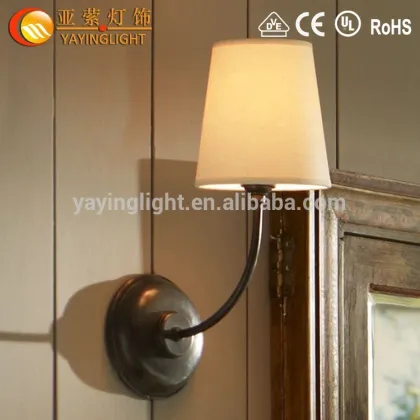 Nordic American minimalist pastoral iron bed cloth front wall lamp,single head wall lamp