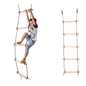 Wooden Rope Ladder Swing Set - Safe Climbing Equipment for Kids