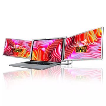 High Quality 14'' IPS Triple Monitor Screen Extender for Laptops 13.3''-17.3'' with Single Cable Connectivity
