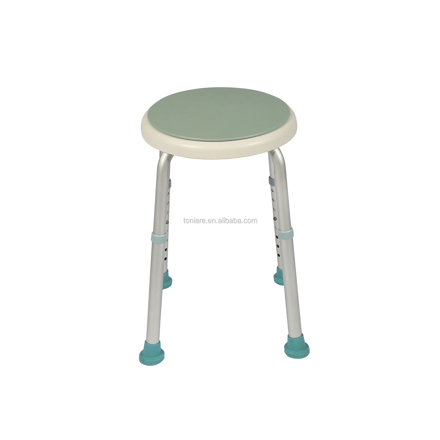 Taburete de baño de aluminio de hospital y silla de ducha en el hogar fácil de limpiar de color blanco y azul TSA02