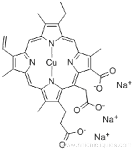 Cuprate(3-),[(7S,8S)-3-carboxy-5-(carboxymethyl)-13-ethenyl-18-ethyl-7,8-dihydro-2,8,12,17-tetramethyl-21H,23H-porphine-7-propanoato(5-)-kN21,kN22,kN23,kN24]-, sodium (1:3),( 57190254,SP-4-2)- CAS 11006-34-1