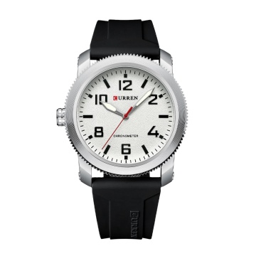 Big Numeral Dial Silicone Strap Chronograph Sport Watch for Men