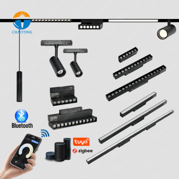 DC 48V LED Magnetic Track Light - 2cm Width Rail with Triac Pendant, Optional Black/White/Gold