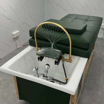 Modern Wooden Hair Washing Spa Salon Furniture Thai Shampoo Bed