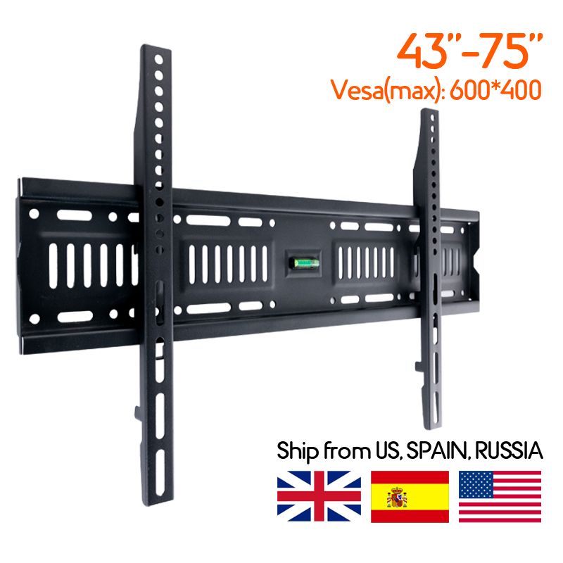 LVDIBAO Black Cold-rolled Steel Fixed TV Wall Mount Bracket Load up to 70kg Hold on 26''-75'' LED LCD TV Bracket VESA 600*400