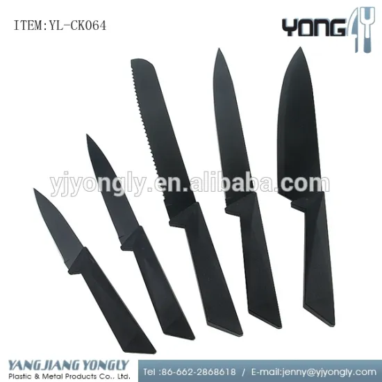 Set of 5 Black Stainless Steel Knife Set Cutlery Kitchen Knives stainless steel knife set
