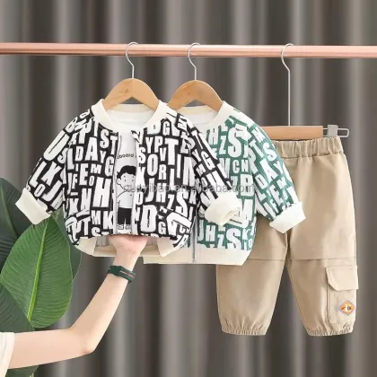 Wholesale Autumn/Winter Girls' Clothing Set: Cashmere Hoodie & Two-Piece Outfit