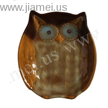 Arted tableware for harvest collection --owl embossed dish