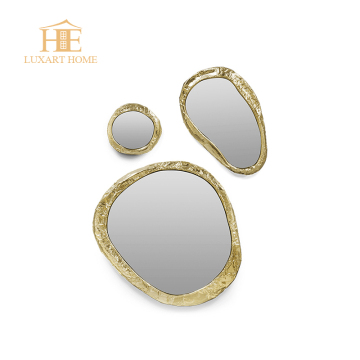 Gold Stainless Steel Luxury Round LED Wall Mirror