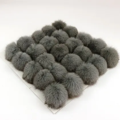 large silver fox fur pom pom wholesale
