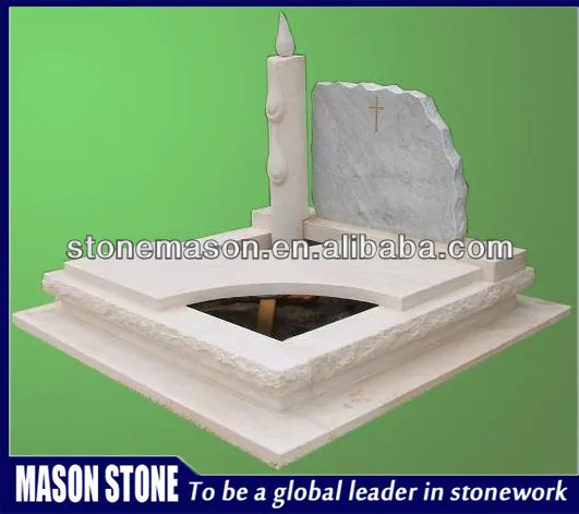 Artificial white marble modern headstone