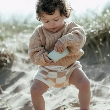 Wholesale Custom Solid Color Plaid Knitted Baby Sweater Sets with Pants