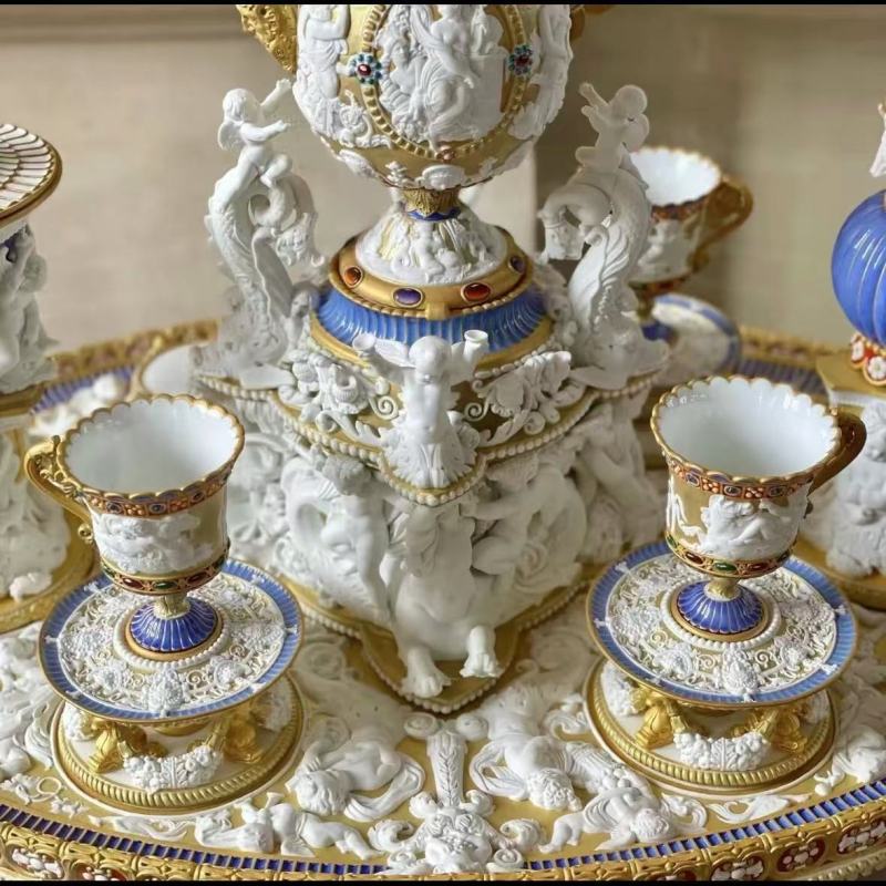 Luxury Porcelain Collection with Mythical Carvings