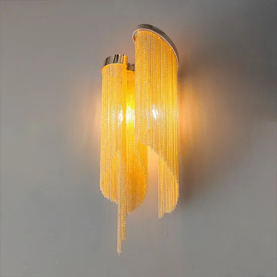 LED Italian Metal Frame Silver Tassel Wall Sconce for Porch and Staircase