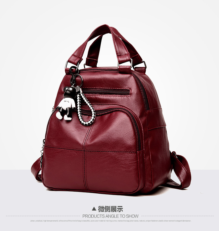 latest leaf genuine leather embroidery girls soft backpacks