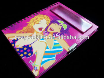 Hardcover personalized diary with lock, High quality diary with pen holder