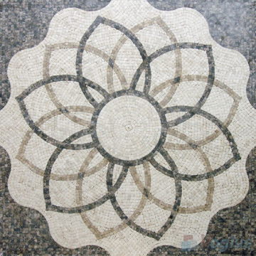 Flower Marble Mosaic Square Medallion Rug