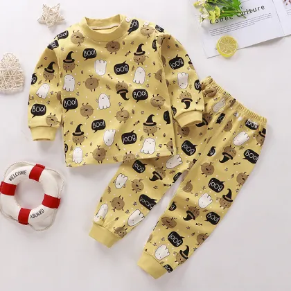 Wholesale Kids Cotton Pajamas: 73-130cm Long-sleeved Trousers Set with Great Price