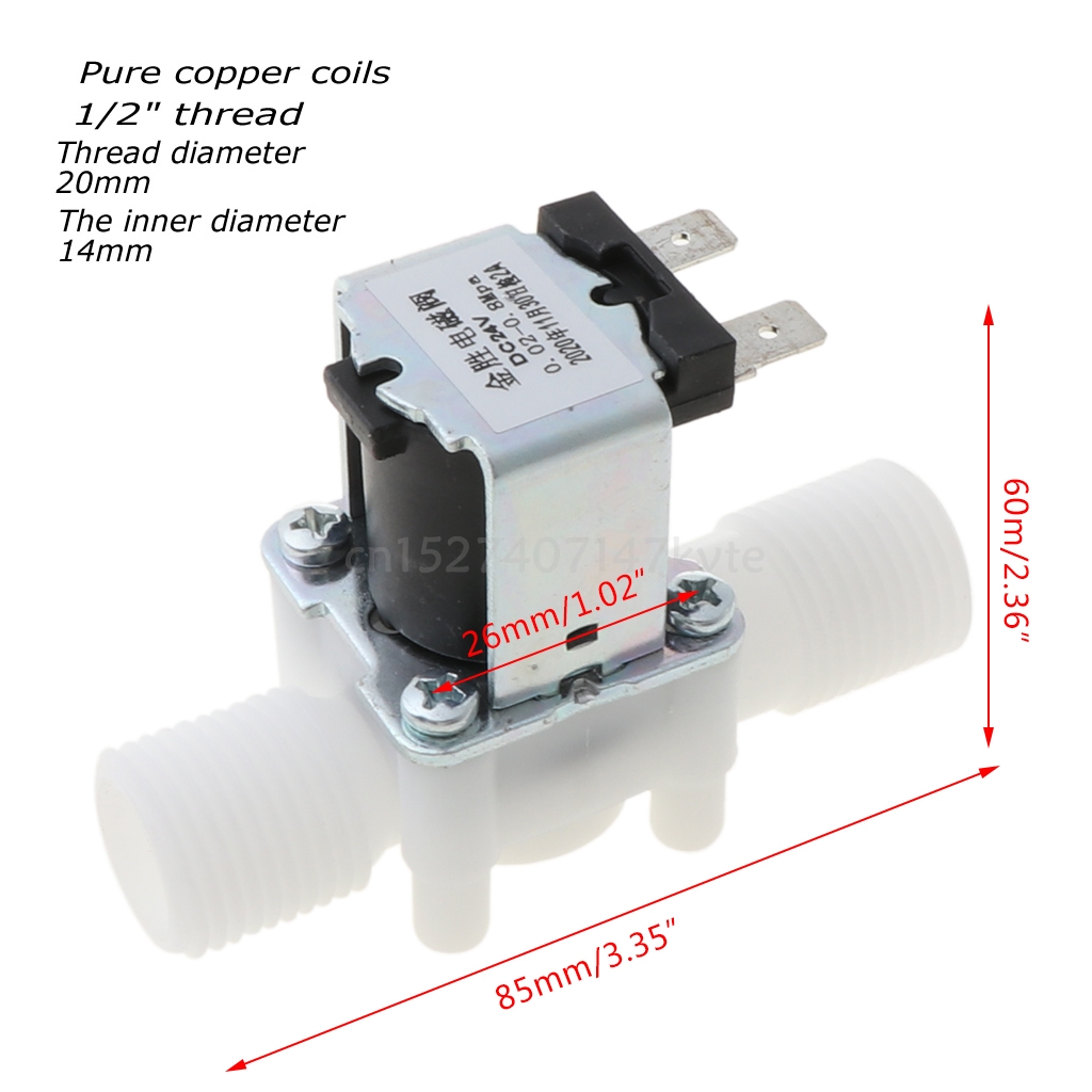 1 Pc Electric Solenoid Valve Magnetic N/C Water Air Inlet Flow Switch 1/2" DC 24V