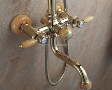 CE Copper Exposed Wall-Mounted Gold-Plated Bathroom Faucet