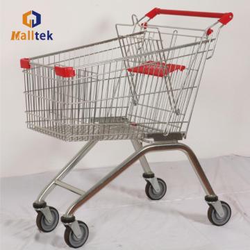 Red Colourful Supermarket Shopping Trolley with coin lock