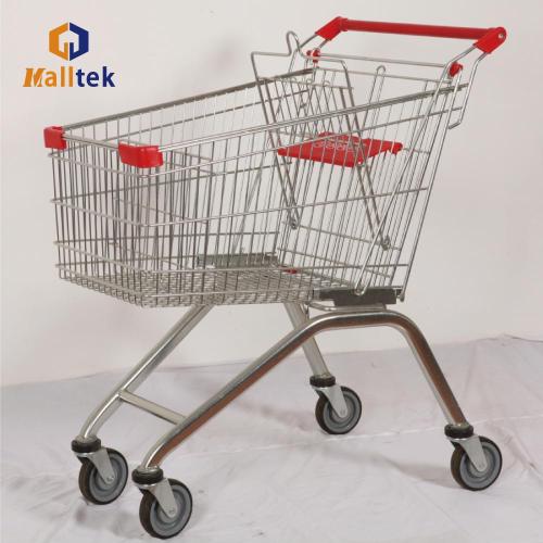 European Shopping Trolley Red Colourful Supermarket Shopping Trolley with coin lock Manufactory