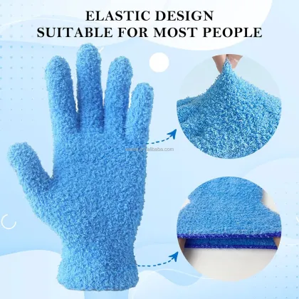 Durable Microfibre Plant Dusting Gloves with Coral Fleece Warm Mitt for Housework and Auto Dusting Cleaning
