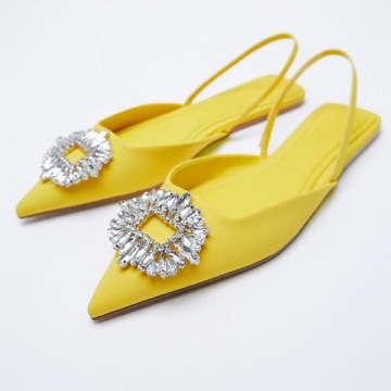 Autumn New Style Muller Shoes with Drill Buttons Square Heel Flat Sandals