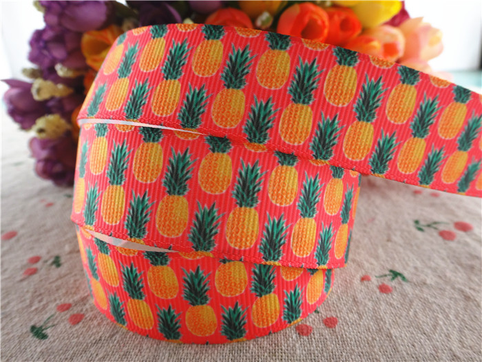 17102522,New arrival 7/8" (22mm) 10 yards/lot pineapple printed grosgrain ribbons cartoon ribbon DIY handmade materials