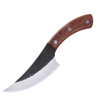 Custom Logo Stainless Steel Boning Knife with Curved Wood Handle