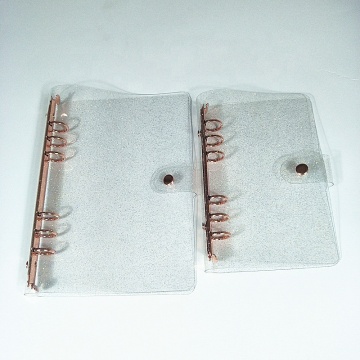 PVC Transparent Notebook Diary Cover avec or et or rose - Punch à 6 trous