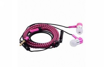 In Ear Running Zipper Earphones / Fashionable Phone Earphone
