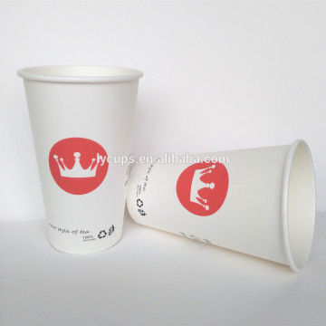 16oz single double take away design disposable paper cup with black lid