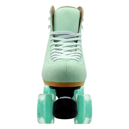 High-Quality Mint Green Suede Quad Roller Skates in the Classic Moxi-Style