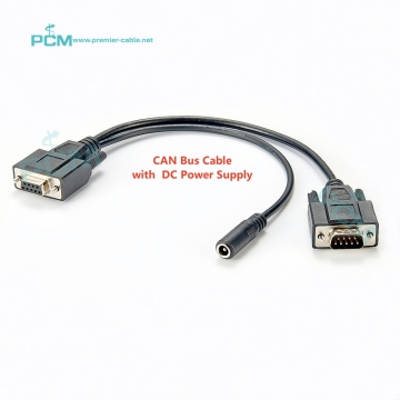 DB9 Female to DB9 Male CAN Bus Logger Power Supply Splitter Cable with DC 5.5x2.1mm Connector for CAN-FD, CANopen, NMEA2000, and SAE J1939