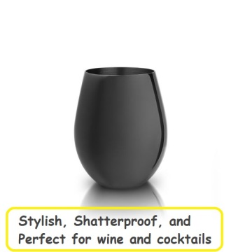 520ml Gunmetal Black Stainless Steel Stemless Wine Glass