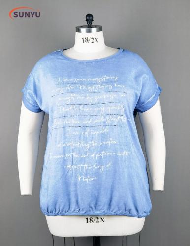 Ladie's dropped shoulder t-shirt with cold dye wash