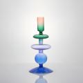 Tall Conjoined Multi Color Wedding Glass Candlestick Holder