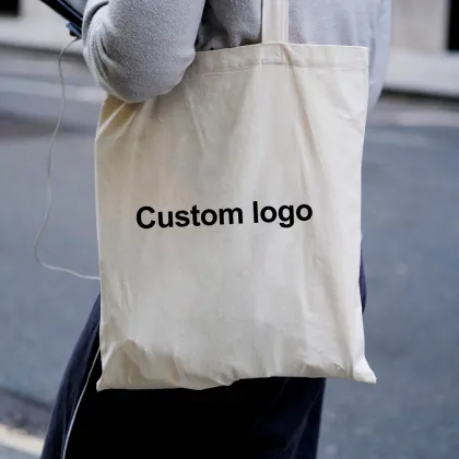 Custom Printed Logo Promotional Cotton Canvas Bags - Reusable Shopping Totes