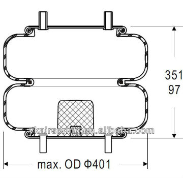 HENDRICKSON S6412 industrial rubber air spring/ 2B14-366 air suspension spring parts for OEM