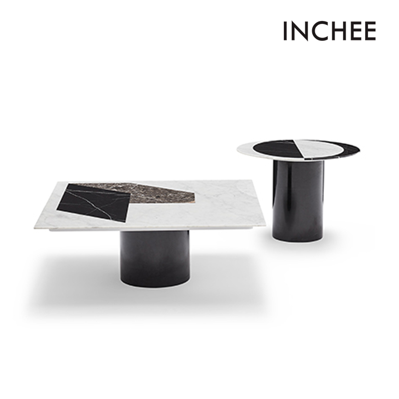 Solid Black and White Marble Coffee Tables