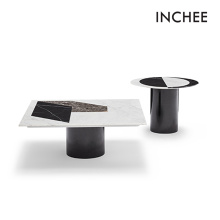 Indoor Coffee Tables Solid Black and White Marble Coffee Tables Factory