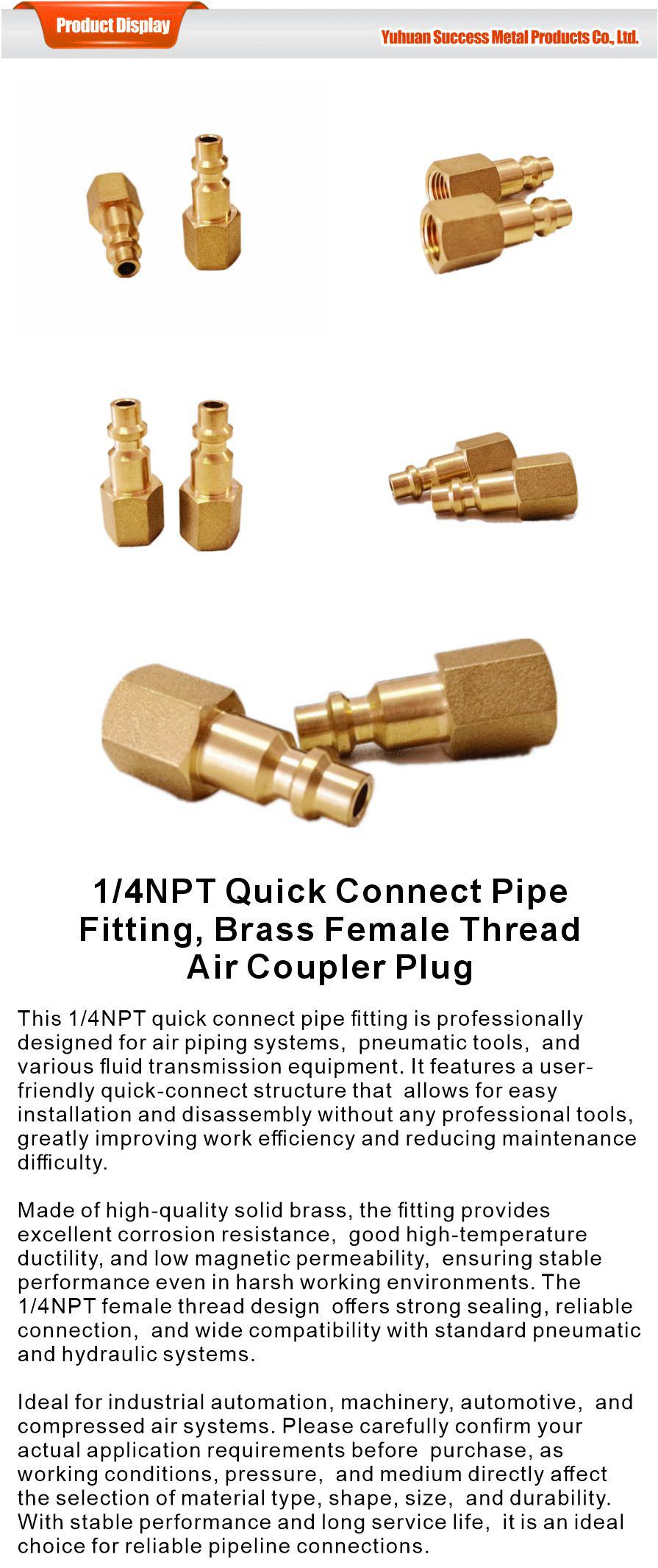 brass female thread pipe connector