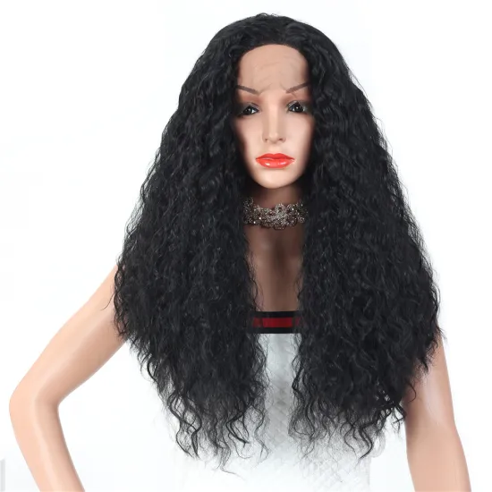 26'' Long Water Wave Hair Lace Front Wigs 24 Inch Brown Color Synthetic Hair High Temperature Fiber Lace Front Wig Average Size