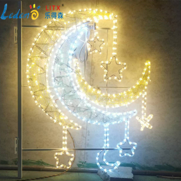 LED Eid Moonstar Mubarak Outdoor Lampen für Ramadan Dekoration