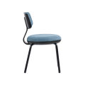 Modern Blue Simple Backrest Iron Legs Restaurant soft Dining Chairs Upholstery chair